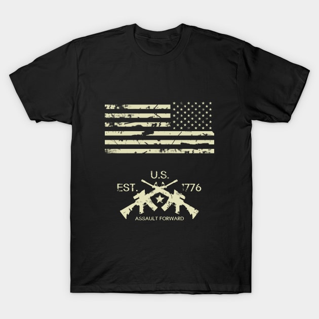 Tactical Flag & Cross Rifles T-Shirt by Jared S Davies